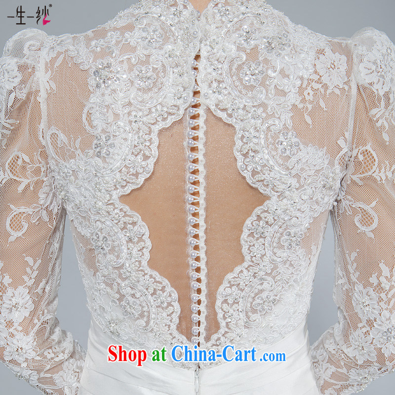 2015 new lace wedding dresses Palace terrace shoulder bag Korean version of the greater code custom parquet drill wedding dress long-sleeved retro, for 40121043 white XL code 30 days pre-sale, a yarn, shopping on the Internet