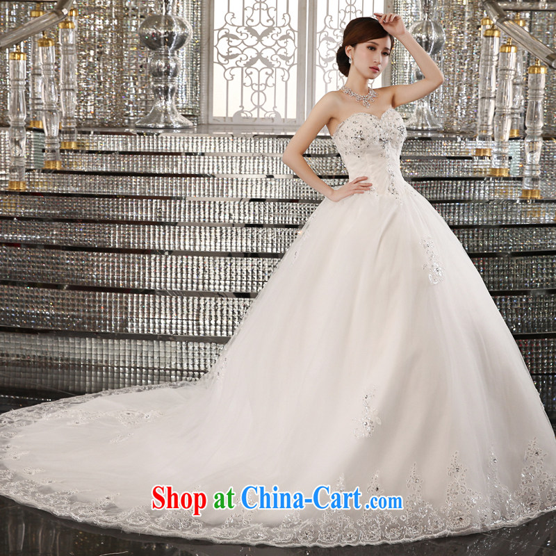 Honey, bride wedding dresses new 2015 long-tail bride wiped chest larger graphics thin lace Princess home yarn custom wedding white XXL, honey, bride, shopping on the Internet