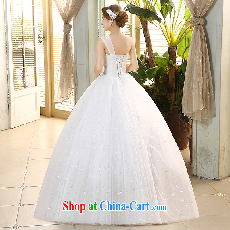 The United States, wedding dresses 2015 new gauze inserts drill lace flowers single shoulder Korean Beauty graphics thin straps with yarn H - 71 white XL, the US (Imeinuo), online shopping