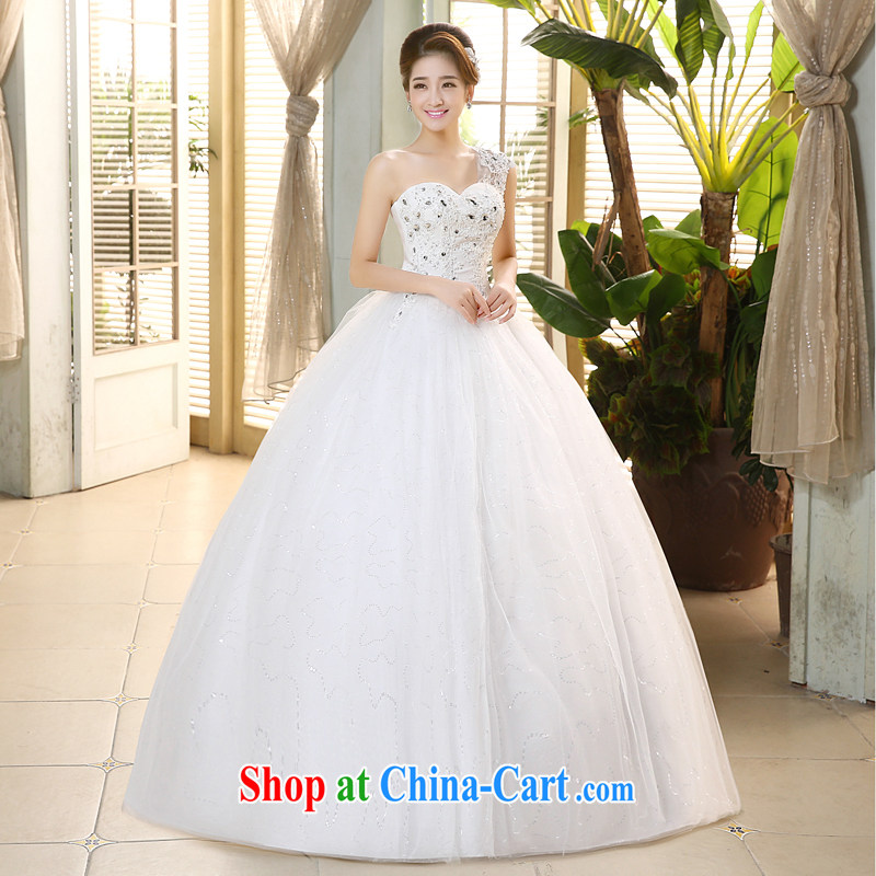The United States, wedding dresses 2015 new gauze inserts drill lace flowers single shoulder Korean Beauty graphics thin straps with yarn H - 71 white XL, the US (Imeinuo), online shopping
