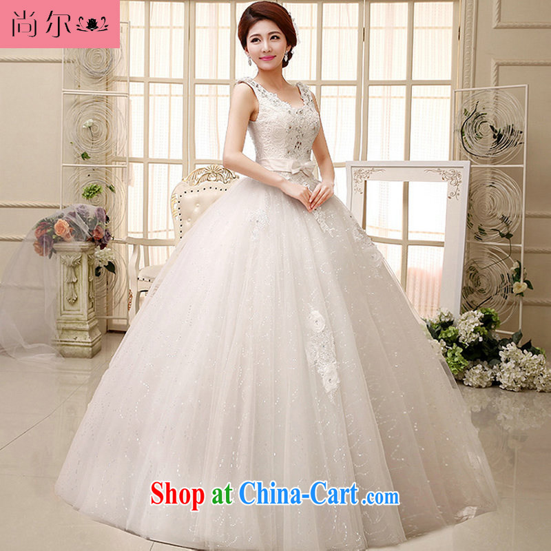 There is a stylish high water-soluble lace the drill-shoulders V collar bridal wedding dresses Al 00,287 white XXL