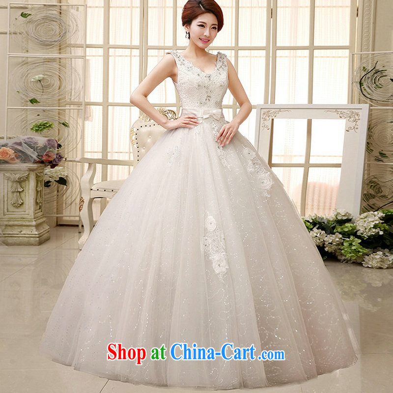 There is a stylish high quality water-soluble lace the drill-shoulders V collar bridal wedding dresses Al 00,287 white XXL, there is a, and shopping on the Internet