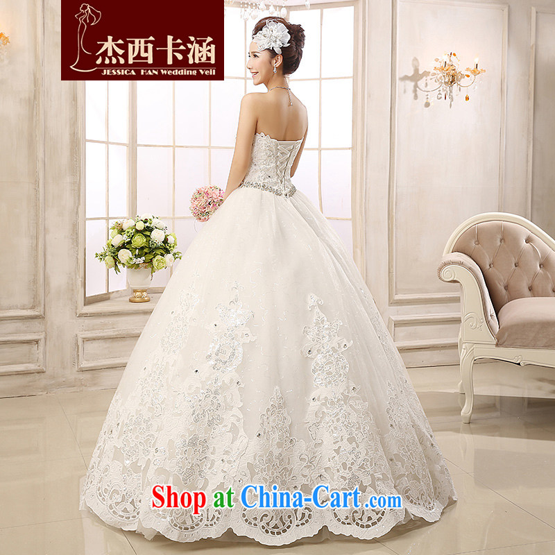 Jessica covered by bare chest wedding dresses 2014 new stylish winter marriages with strap drill lace Korean Beauty graphics thin stylish 2142 m White XXL, Jessica (jessica han), online shopping