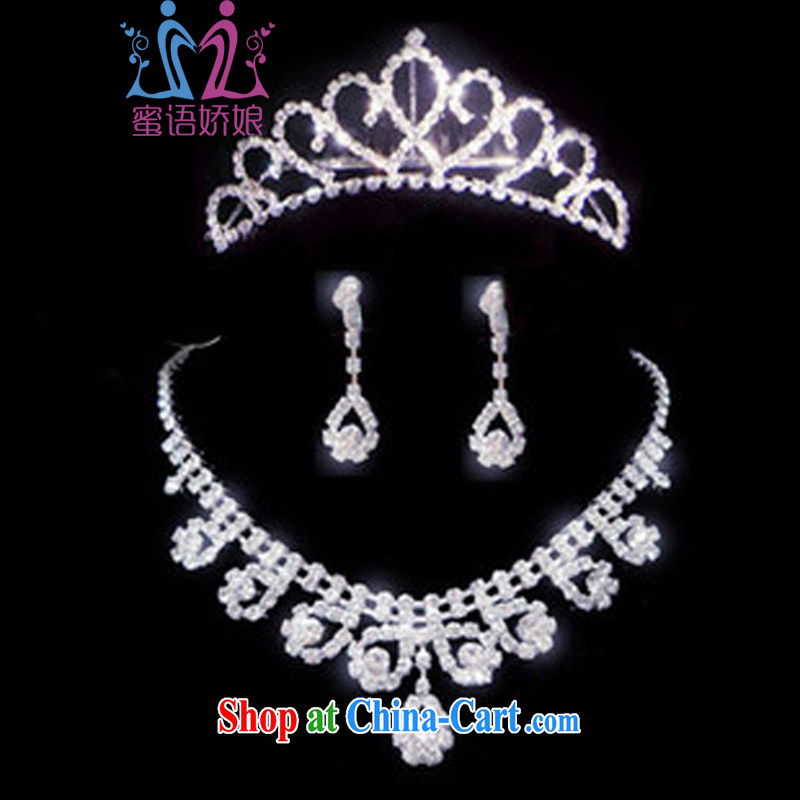 Honey, bride new wedding dresses accessories necklace set necklace earrings Crown bridal wedding jewelry and jewelry accessories water drilling jewelry high quality picture color white