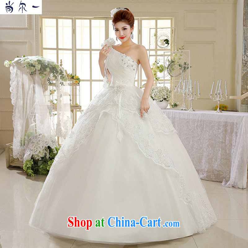 Still, 12,014 new single shoulder white lace female Korean style with retro spring wedding dress Al 00,296 white XXL