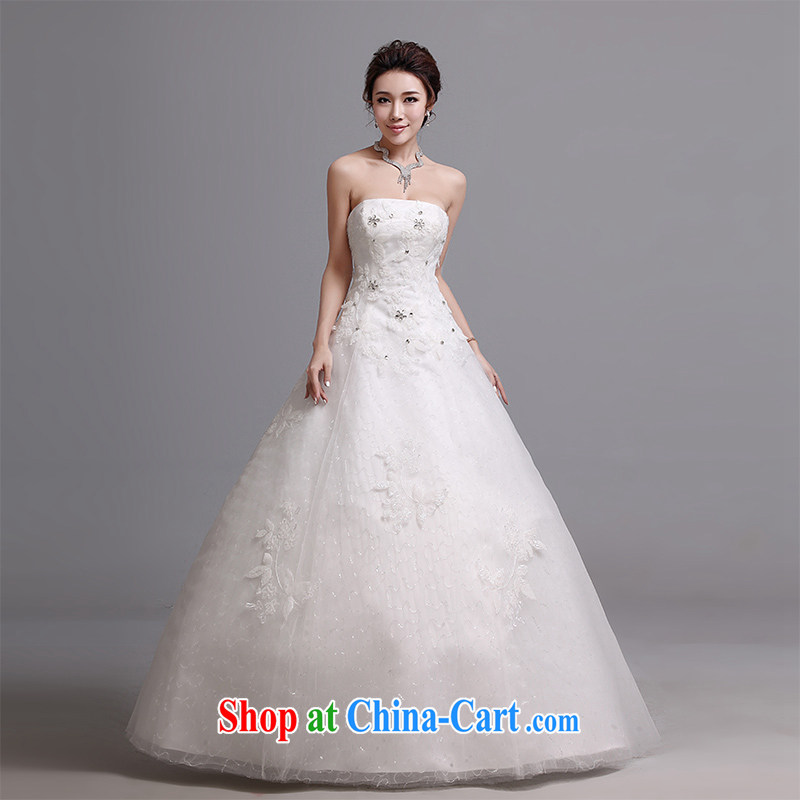 Hi Ka-hi wedding dresses 2014 new Korean version wiped his chest and tied with marriages wedding J 019 white XXL
