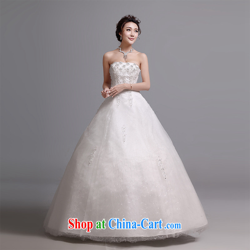 Hi Ka-hi wedding dresses 2014 new Korean version wiped his chest and tied with marriages wedding J 018 white XXL