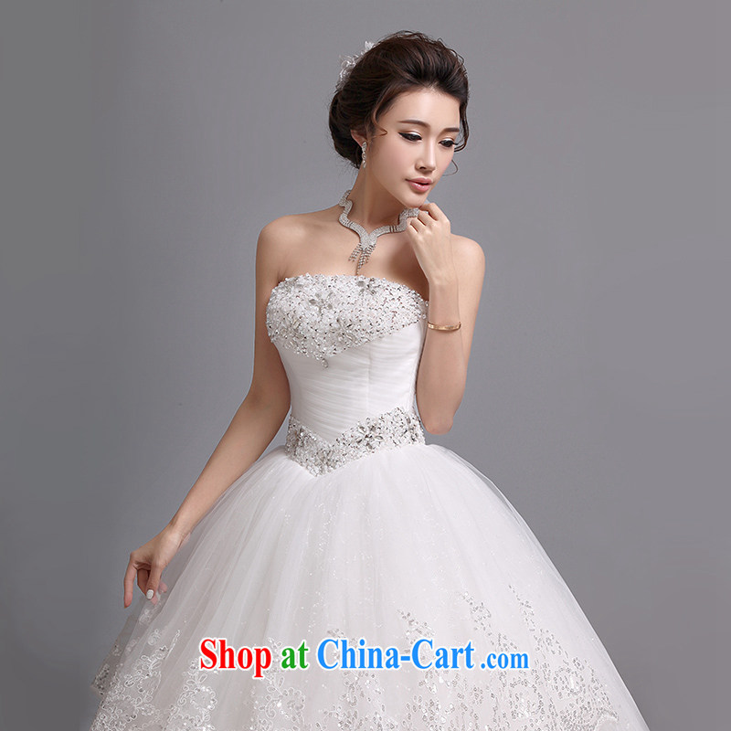 Hi Ka-hi wedding dresses 2014 new Korean version wiped his chest and tied with luxury water drilling lace 4 quarter J paragraph 012 white XXL, Hi Ka-hi, shopping on the Internet