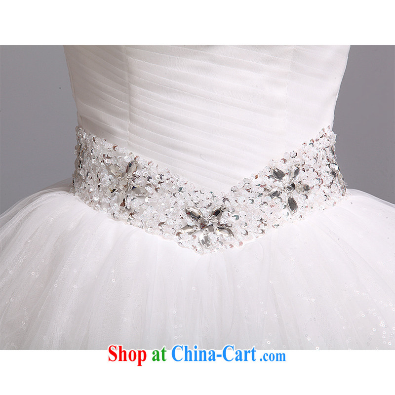 Hi Ka-hi wedding dresses 2014 new Korean version wiped his chest and tied with luxury water drilling lace 4 quarter J paragraph 012 white XXL, Hi Ka-hi, shopping on the Internet
