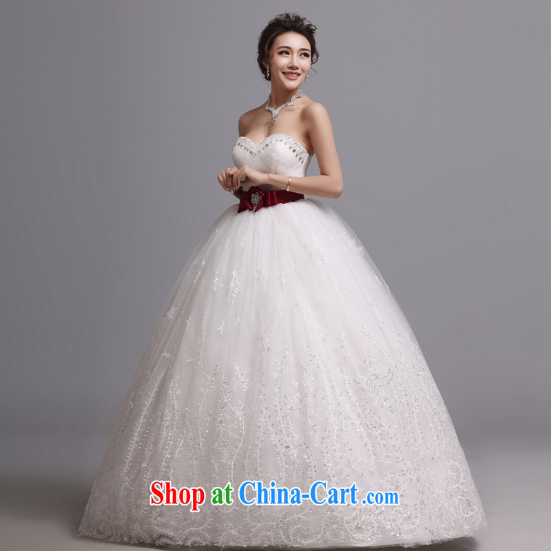 Hi Ka-hi wedding dresses 2014 new Korean version wiped his chest and tied with marriages graphics thin wedding J 009 white XXL