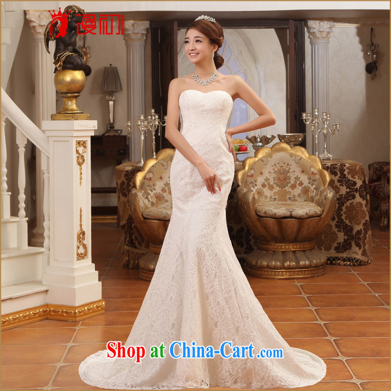 Early definition bridal wedding dresses new 2015 small tail Princess wedding wiped chest high lace small tail wedding white XXL