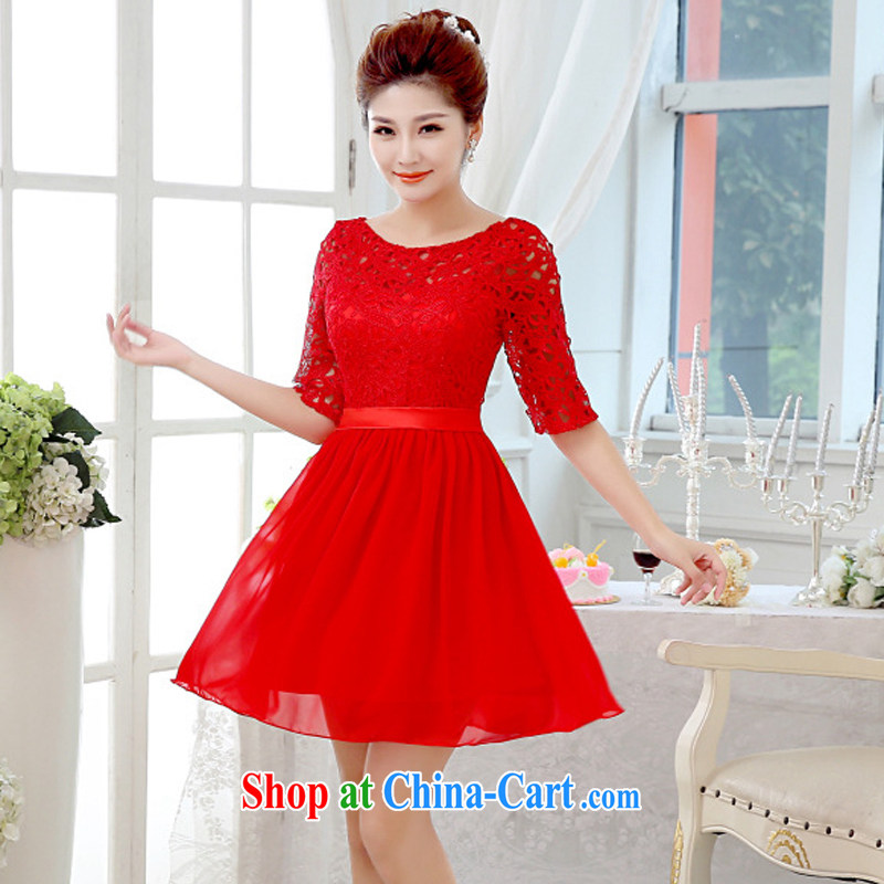 The Chronicles of Narnia bridal wedding dress 2015 wedding dresses red Openwork lace short bows. bridesmaid dress Red N 15 - 002 XXL, the Chronicles of Narnia, narnia), shopping on the Internet
