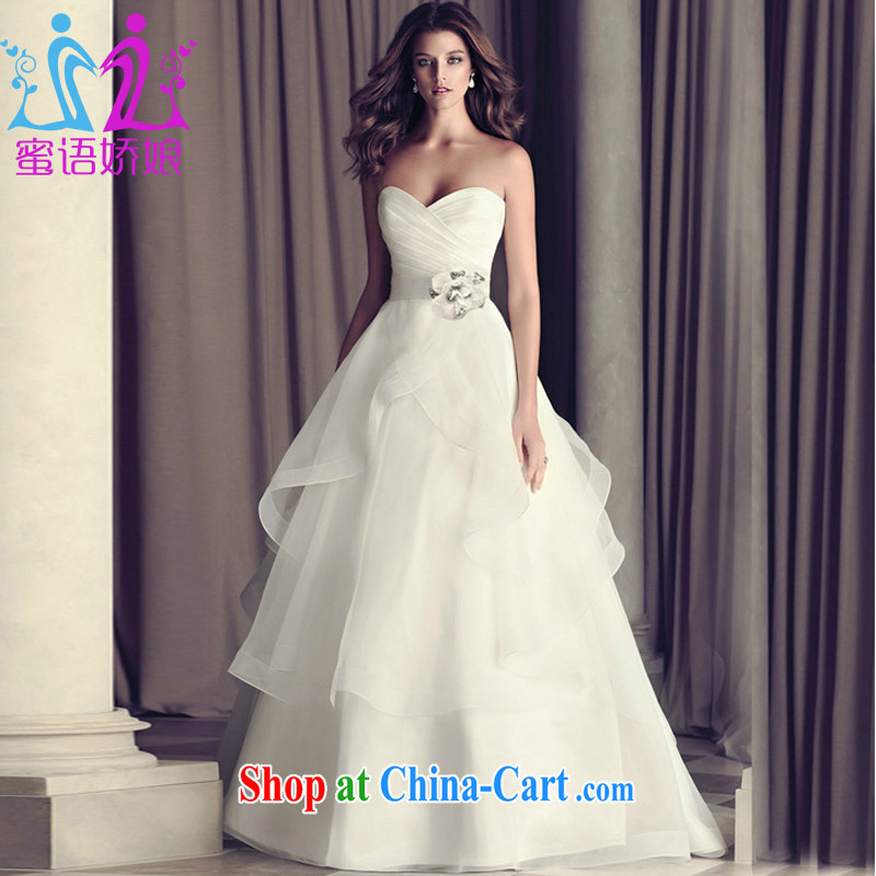 Honey, bride 2015 new wedding dresses in Europe and stylish high-end small-tail retro wiped his chest and tied with white XL