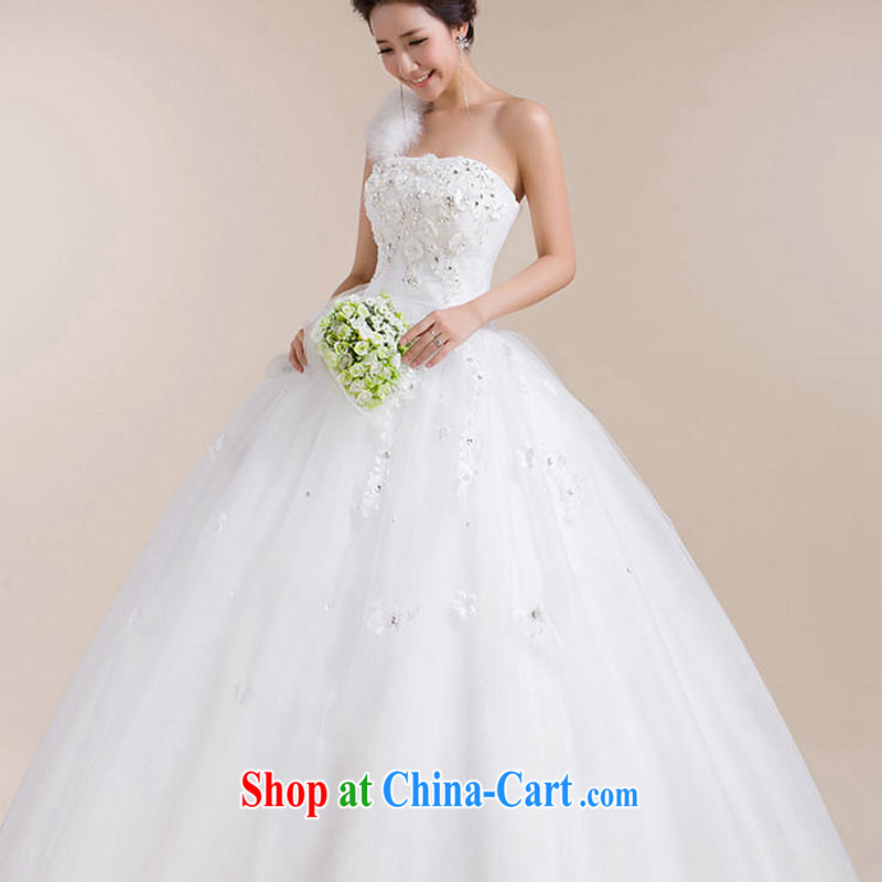 There's a wedding dress Korean version wiped off their bra straps-tail tied with sweet a shoulder the shoulder wedding XS 1303 white XXL, there is a, and shopping on the Internet