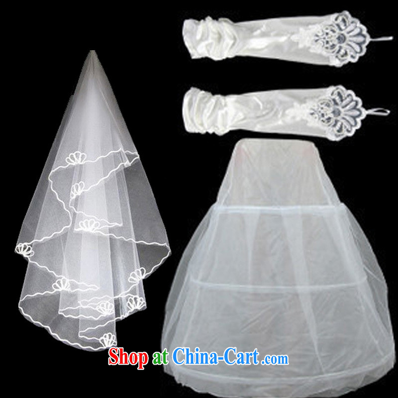 Serving a good solid bridal accessories wedding dresses the mandatory wedding and yarn gloves skirt stays 3-Piece white, good service, and, shopping on the Internet