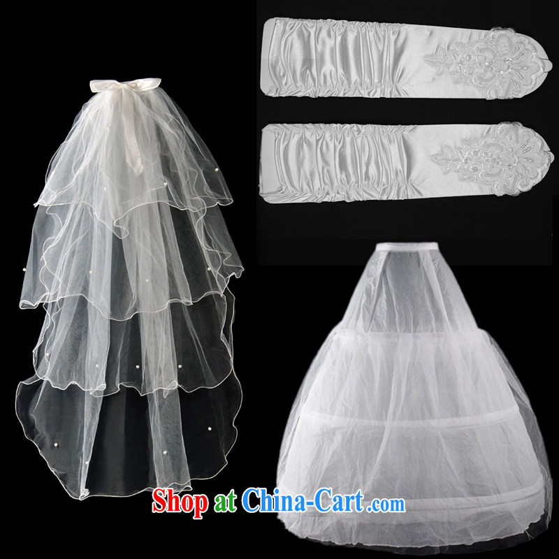 A good service is a good wedding bridal wedding dress accessories the mandatory head yarn gloves petticoat support 3-Piece white, good service, and, shopping on the Internet