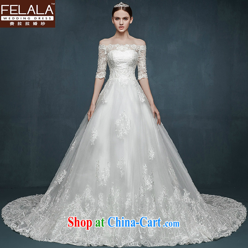 Ferrara 2015 new wedding dresses long sleeved one shoulder for wedding dresses lace-style long-tail bridal wedding summer 1M tail XL _2 feet 2_