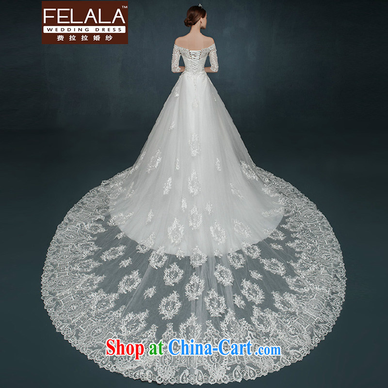 Ferrara 2015 new wedding dresses long-sleeved one shoulder for wedding dresses lace-style long-tail bridal wedding dresses summer 1M tail XL (2 feet 2), Ferrara wedding (FELALA), online shopping