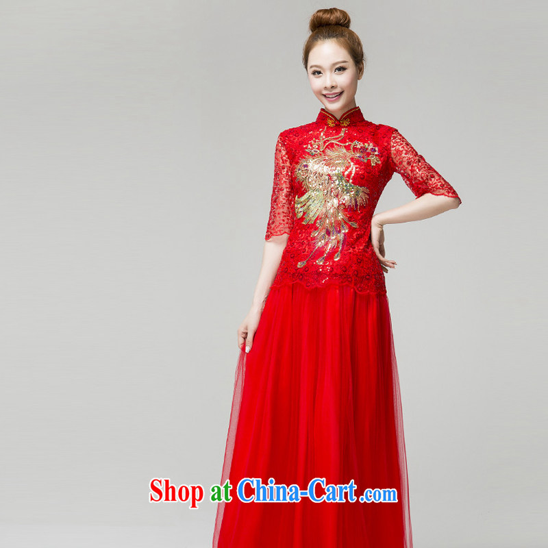 Ellenberger 2015 China wind improved long-sleeved gown cheongsam Chinese marriages fashion toast service 9163 red XXXL, Alan Berg (Ellenberger), shopping on the Internet