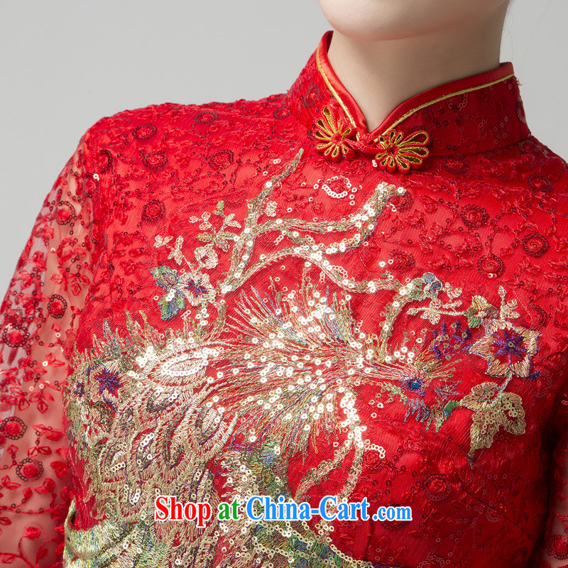 Ellenberger 2015 China wind improved long-sleeved gown cheongsam Chinese marriages fashion toast service 9163 red XXXL, Alan Berg (Ellenberger), shopping on the Internet