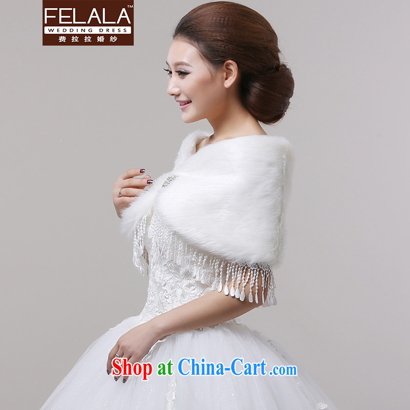 Ferrara elegant lace flow, widen thick white water drilling hair shawl bridal winter wedding long shawl, La wedding (FELALA), online shopping