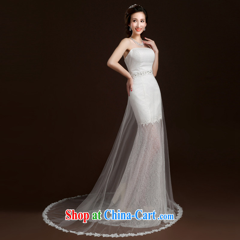 Qi wei summer 2015 new stylish wiped his chest crowsfoot beauty wedding dresses bridal wedding translucent small tail wedding band wedding white M, Qi wei (QI WAVE), online shopping