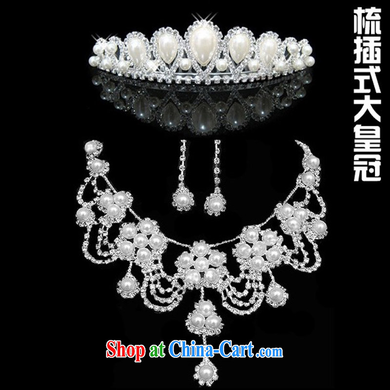 Honey, bride new bridal necklace set necklace + ear + Crown wedding dresses accessories accessories the pearl necklaces water drilling, honey, bride, shopping on the Internet