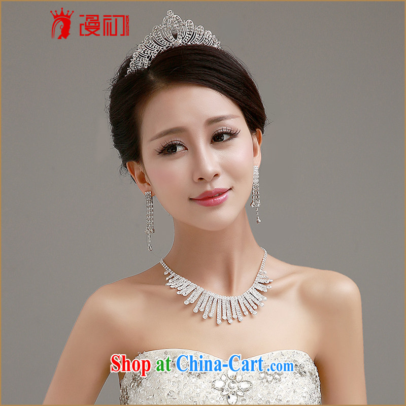 Early definition 2015 new wedding jewelry bridal wedding Crown necklace ear fall into 3 piece set high quality wedding accessories, diffuse, and shopping on the Internet
