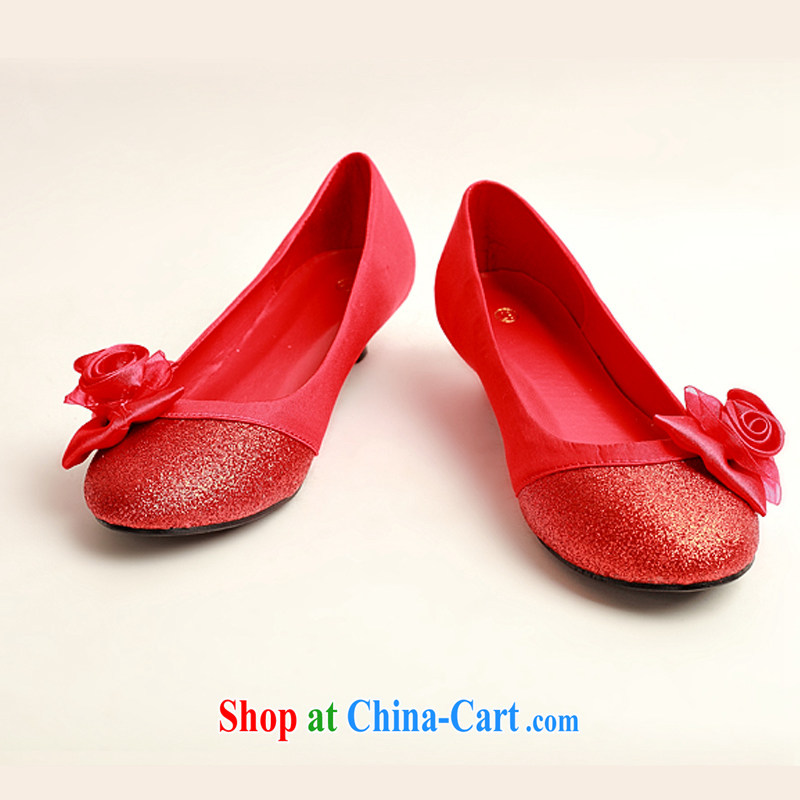 My dear bride Korean bridal shoes Red flat wedding shoes wedding shoes wedding shoes low heel shoes dresses shoes large, pregnant women, shoe shine red red 39, my dear Bride (BABY BPIDEB), online shopping