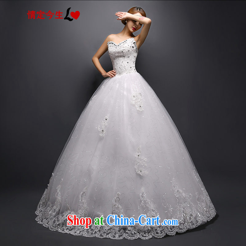 Love Life 2015 new stylish Korean heart-shaped bare chest water drilling video thin wedding dresses tailored white XXL