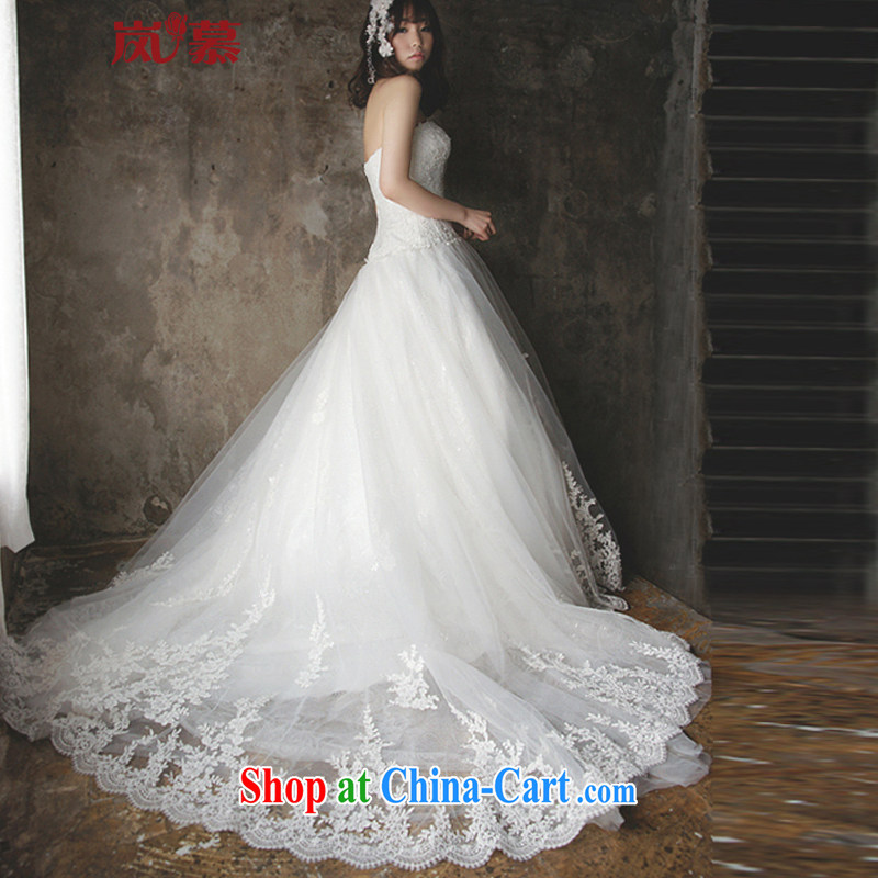 LAURELMARY sponsors the 2015 new Korean stylish and elegant heart-shaped bare chest lace-up waist graphics thin A swing-tail shaggy dress bridal wedding White (picture) Custom size (please contact Customer Service), sponsors, and shopping on the Internet