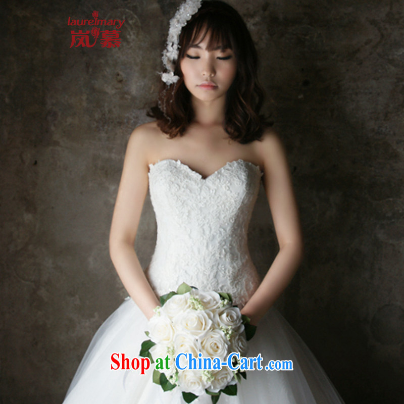 LAURELMARY sponsors the 2015 new Korean stylish and elegant heart-shaped bare chest lace-up waist graphics thin A swing-tail shaggy dress bridal wedding White (picture) Custom size (please contact Customer Service), sponsors, and shopping on the Internet