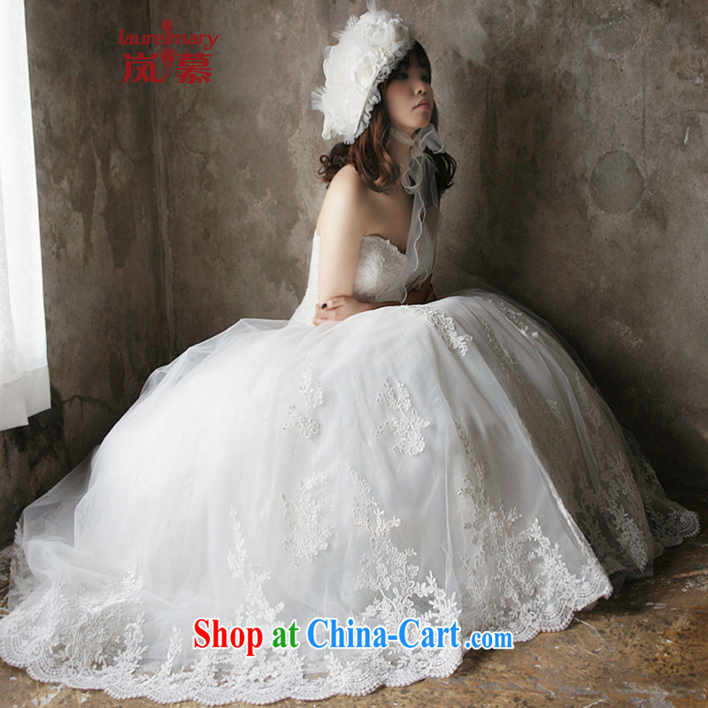 LAURELMARY sponsors the 2015 new Korean stylish and elegant heart-shaped bare chest lace-up waist graphics thin A swing-tail shaggy dress bridal wedding White (picture) Custom size (please contact Customer Service), sponsors, and shopping on the Internet