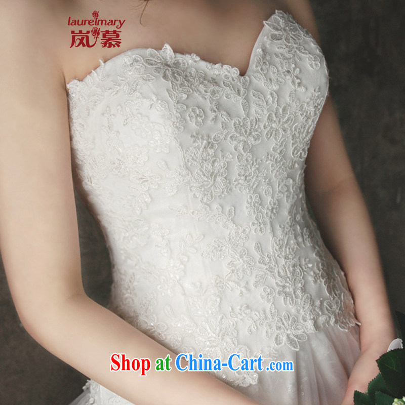 LAURELMARY sponsors the 2015 new Korean stylish and elegant heart-shaped bare chest lace-up waist graphics thin A swing-tail shaggy dress bridal wedding White (picture) Custom size (please contact Customer Service), sponsors, and shopping on the Internet