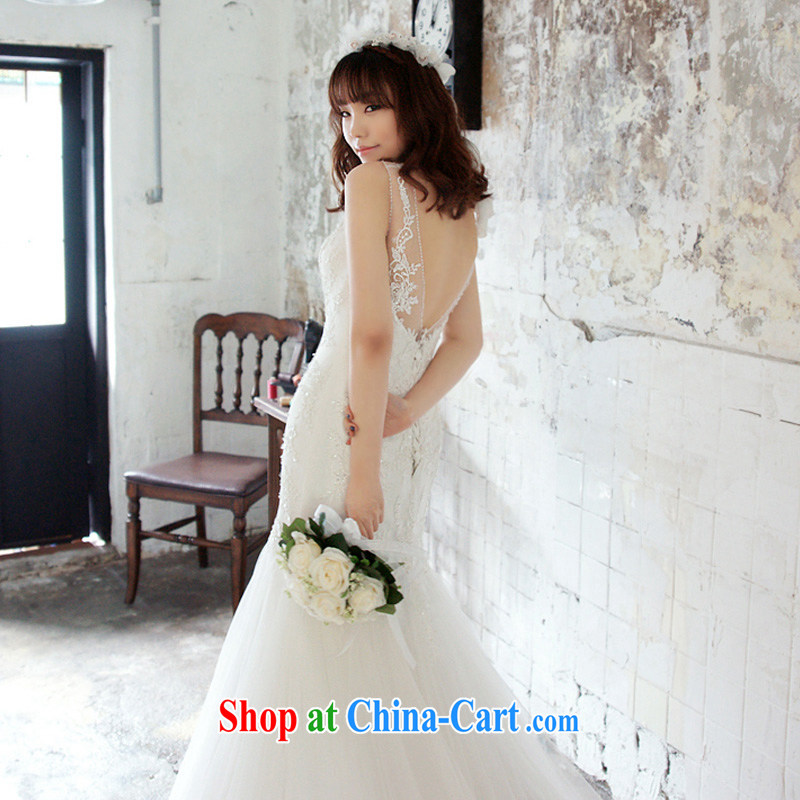 LAURELMARY sponsors the 2015 new Korean version elegant round-collar Lace Up waist beauty package and a fantastic crowsfoot with trailing back exposed wedding ivory Custom size (please contact customer service, proposals, and, on-line shopping