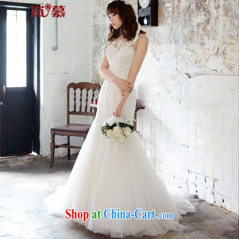 LAURELMARY sponsors the 2015 new Korean version elegant round-collar Lace Up waist beauty package and a fantastic crowsfoot with trailing back exposed wedding ivory Custom size (please contact customer service, proposals, and, on-line shopping