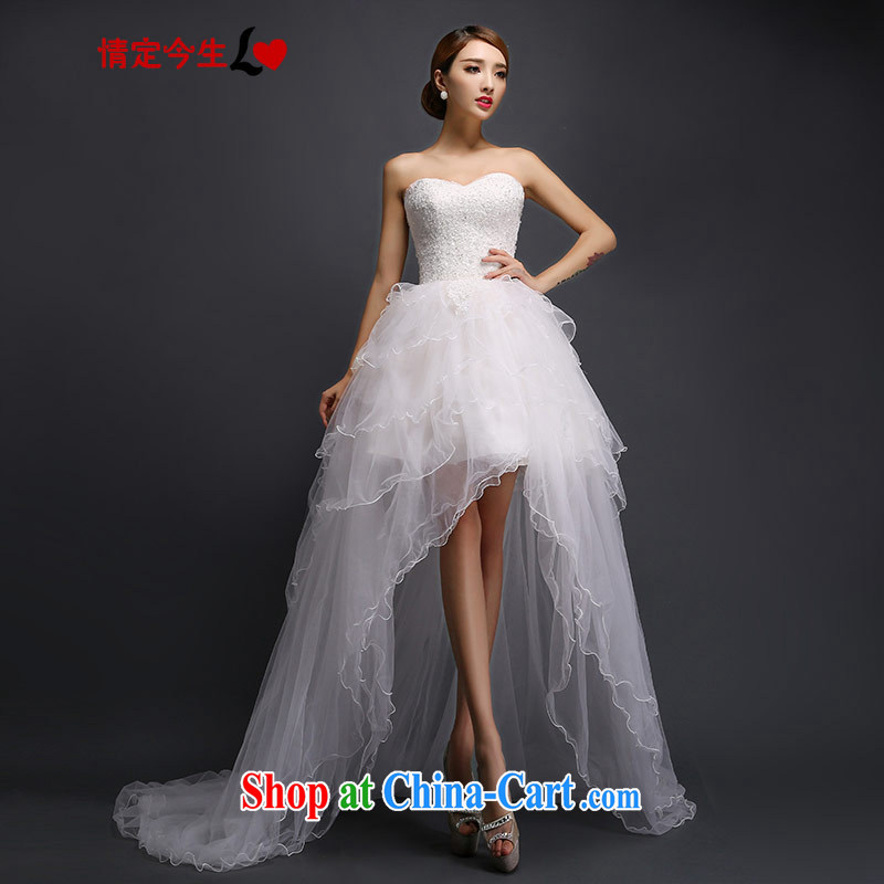 Love Life 2015 new front short long wedding short stylish Mary Magdalene Beauty Chest strap wedding dress girls white XXL