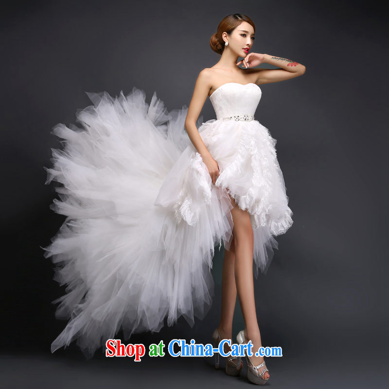 Love Life Korean sweet Princess tie wedding feather pregnant women short before long after the tail 2015 autumn and winter white L, love life, and shopping on the Internet