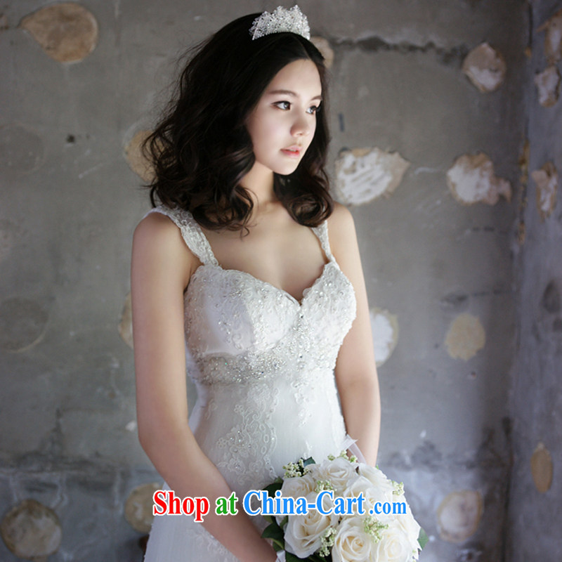 LAURELMARY sponsors the 2015 New American and European luxury double-shoulder-chest lace stitching seamless pearl-waist beauty with tail bridal wedding White (as shown) Custom size (please contact Customer Service), sponsors, and shopping on the Internet