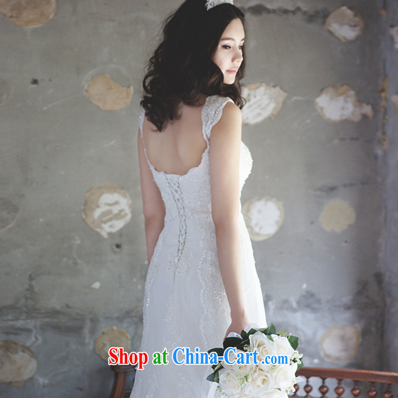 LAURELMARY sponsors the 2015 New American and European luxury double-shoulder-chest lace stitching seamless pearl-waist beauty with tail bridal wedding White (as shown) Custom size (please contact Customer Service), sponsors, and shopping on the Internet