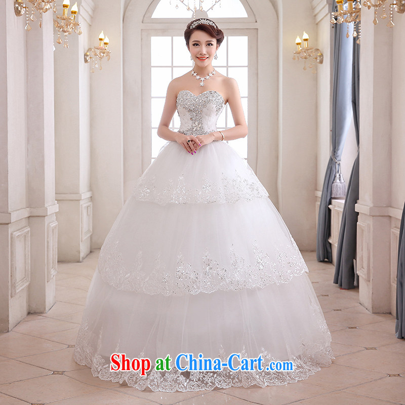 Hi Ka-hi wedding dresses 2014 new Korean version Mary Magdalene chest layer 3 White diamond jewelry wiped off his chest to tie wedding ivory left size tailored