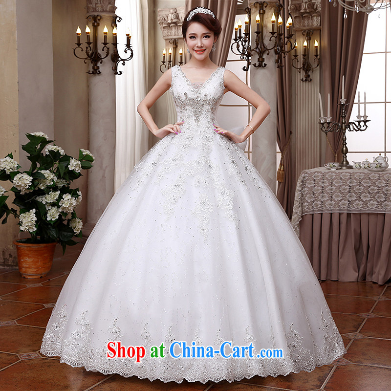 Hi Ka-hi wedding dresses 2014 new shoulders for V bride Korean bow-tie straps with parquet drill wedding ivory left size tailored