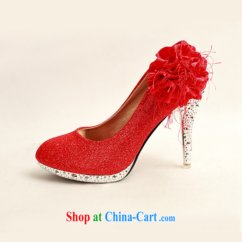 Flower Angel Cayman 2014 women shoes new, bridal shoes bridal shoes red, round-head side flowers high-heel shoes red 39, flower Angel (DUOQIMAN), and, on-line shopping