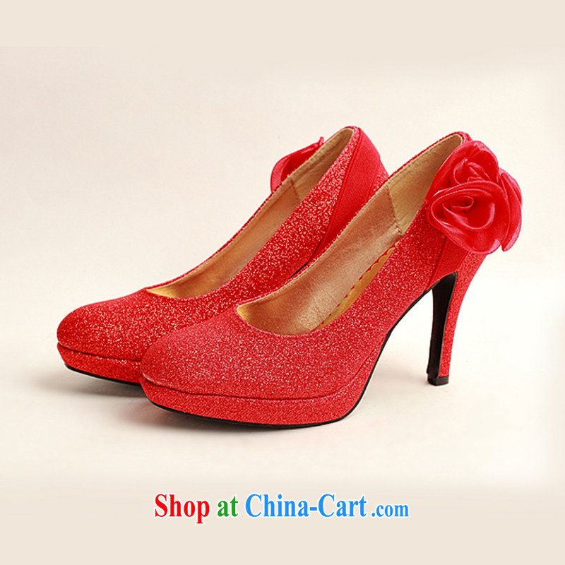 Flower Angel Cayman Korean version with Red Gold wedding shoes the Marriage Code shoes bridal shoes 2014 women shoes red 39, flower Angel (DUOQIMAN), online shopping