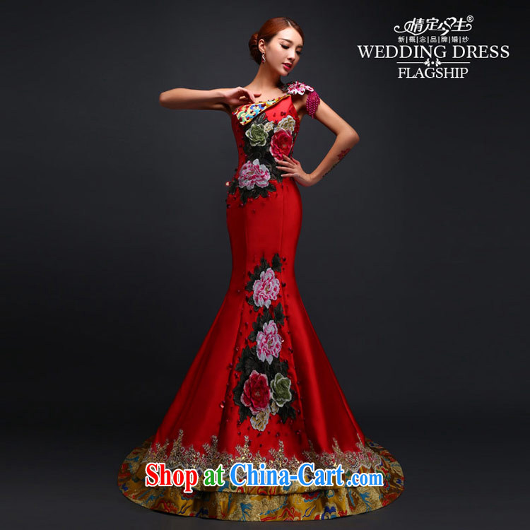 Love Life retro embroidered dragon robe dress single shoulder cultivating crowsfoot dress marriages, long-tail bows service wedding red S pictures, price, brand platters! Elections are good character, the national distribution, so why buy now enjoy more preferential! Health
