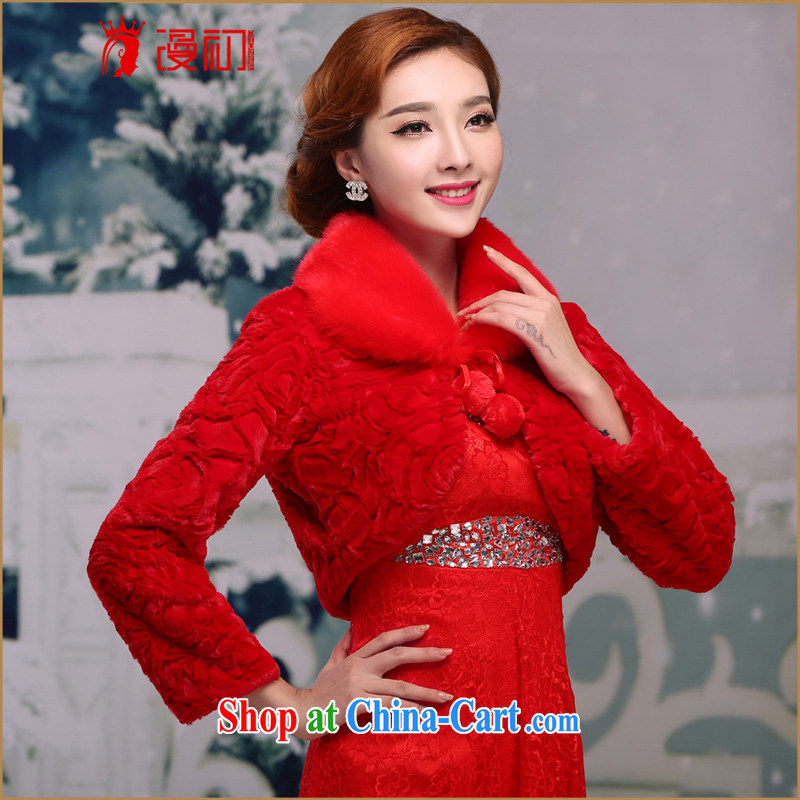 Definition 2015 early autumn and winter new bridal wedding dresses hair shawl red long-sleeved marriage, shoulder the jacket girls red, diffuse, and shopping on the Internet