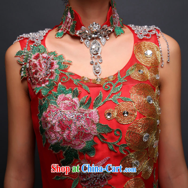 Love Of The brides life a shoulder-tail bows beauty service at Merlion water drilling embroidery dress long wedding dress Evening Dress wedding red made specifically, love life, and shopping on the Internet