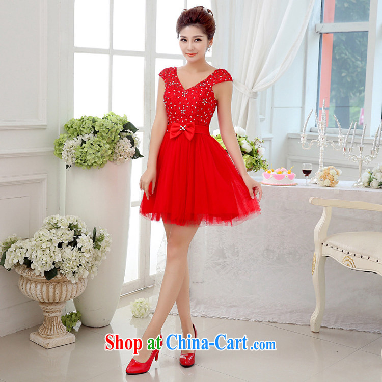 White-collar Corporation 2015 marriages shoulders red short dress style package shoulder bows service beauty bridesmaid clothing red S pictures, price, brand platters! Elections are good character, the national distribution, so why buy now enjoy more preferential! Health