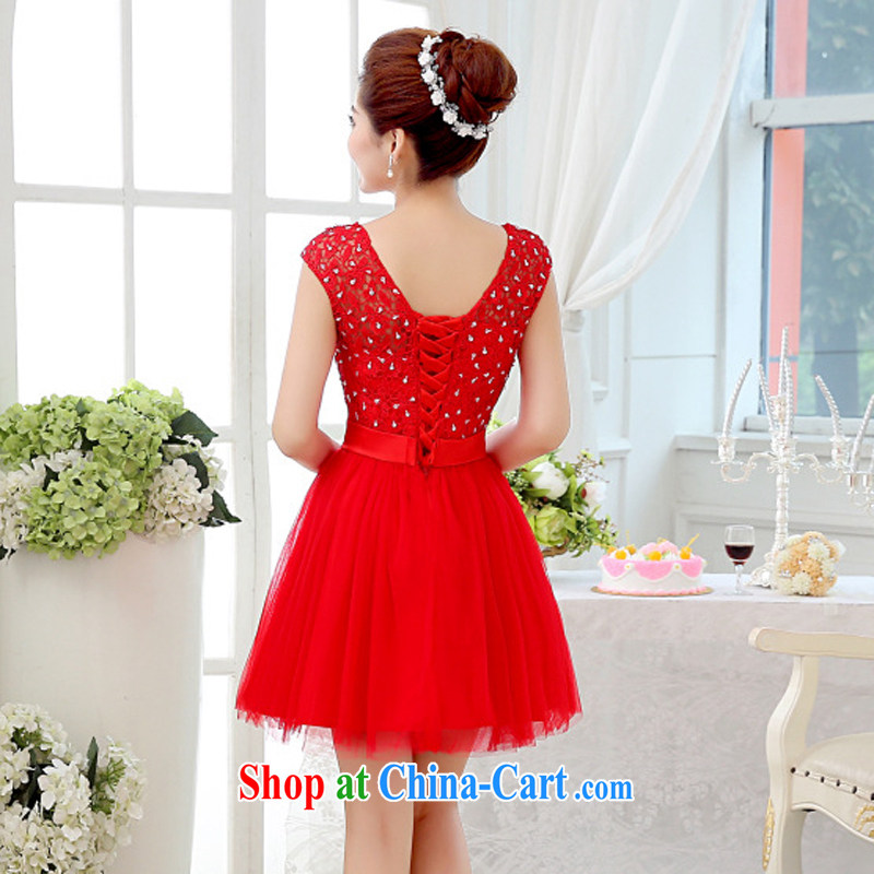 White-collar Corporation 2015 marriages shoulders red short dress style package shoulder bows service beauty bridesmaid clothing red S, white-collar Corporation, shopping on the Internet