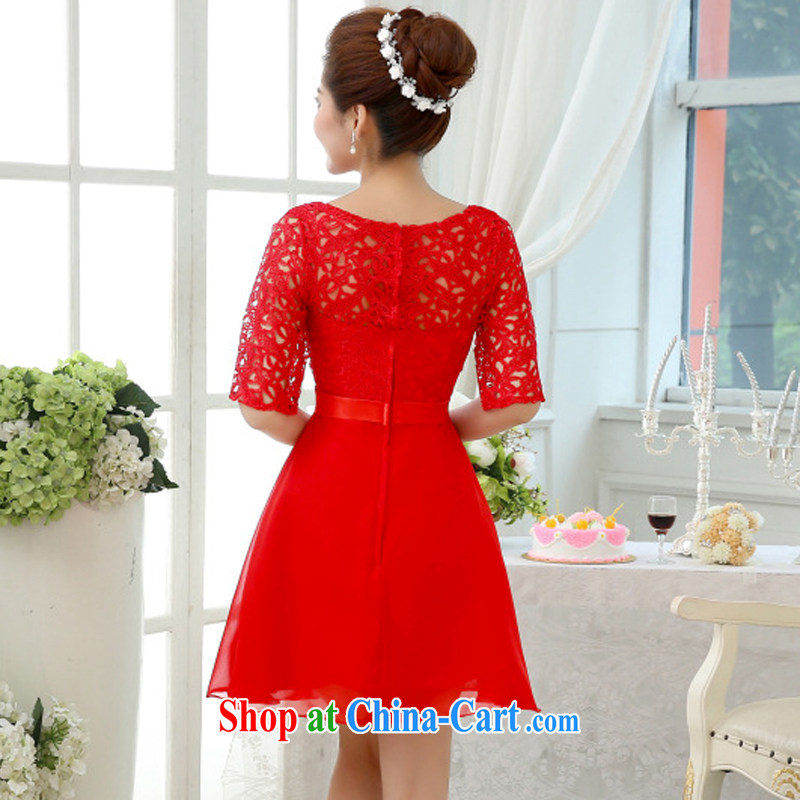White-collar Corporation bridal wedding dress 2015 wedding dresses red Openwork lace short bows. bridesmaid dresses S red, white-collar Corporation, shopping on the Internet